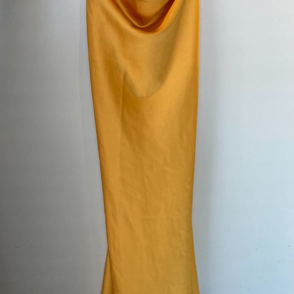 J.O.A. Cowl Neck Satin Slip Dress * Golden Apricot - Picture 3 of 4